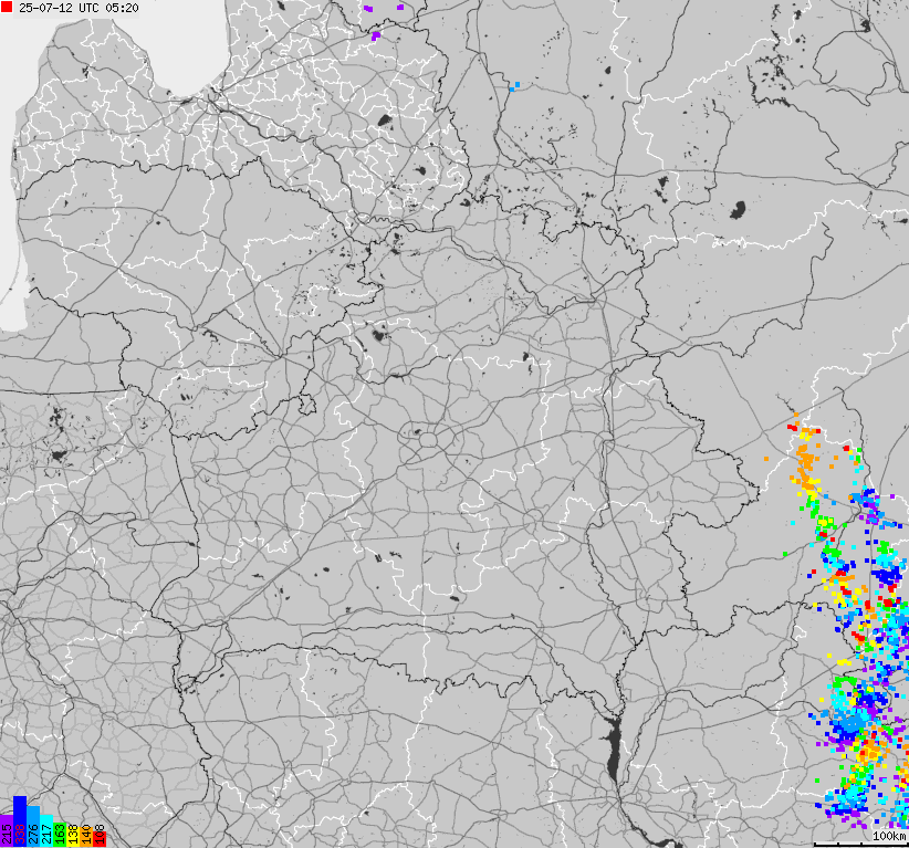 Map of lightnings Belarus