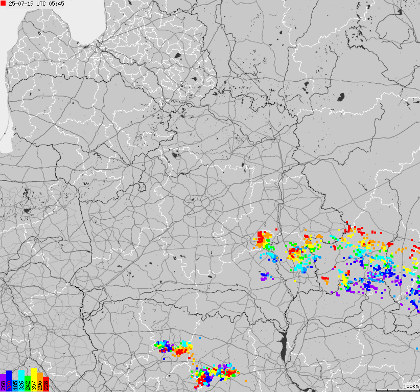 Mapa wyładowań atmosferycznych Białorusi