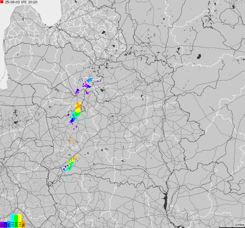 Map of lightnings Belarus