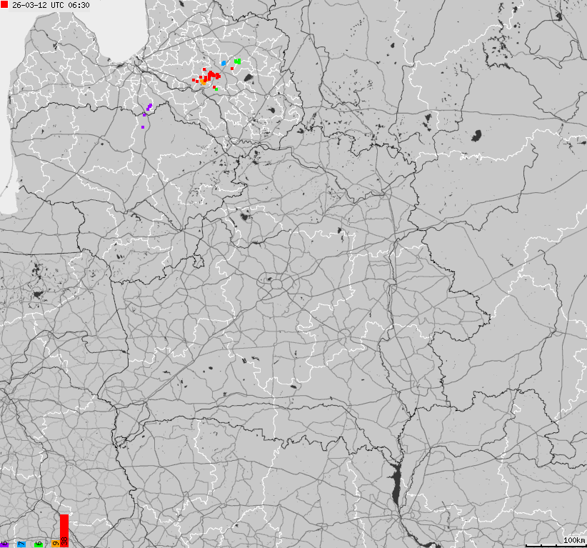 Map of lightnings Belarus