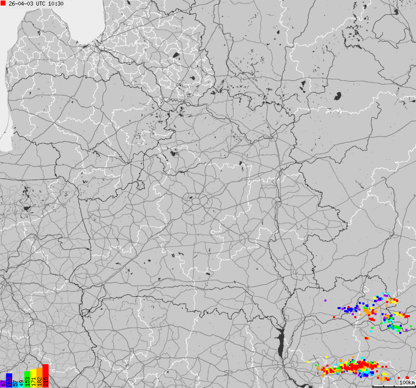 Map of lightnings Belarus