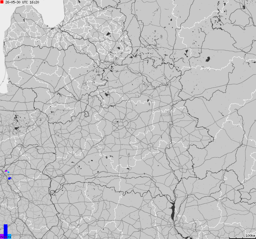 Mapa wyładowań atmosferycznych Białorusi