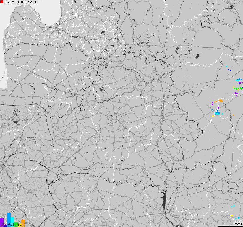 Map of lightnings Belarus