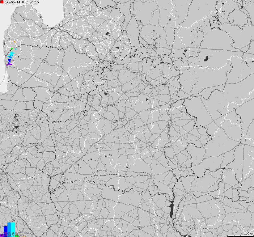 Mapa wyładowań atmosferycznych Białorusi