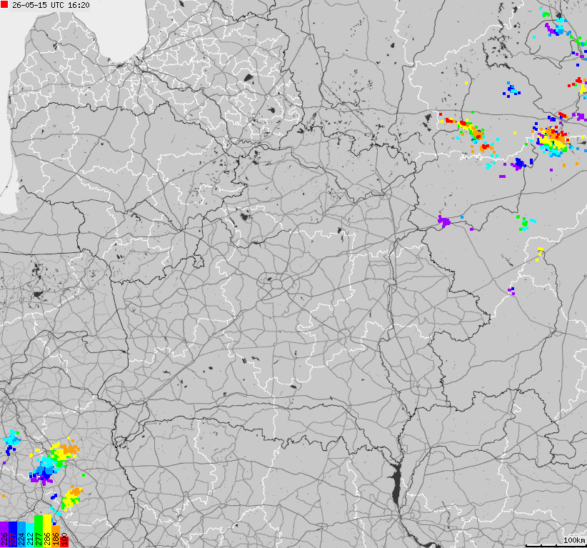 Map of lightnings Belarus