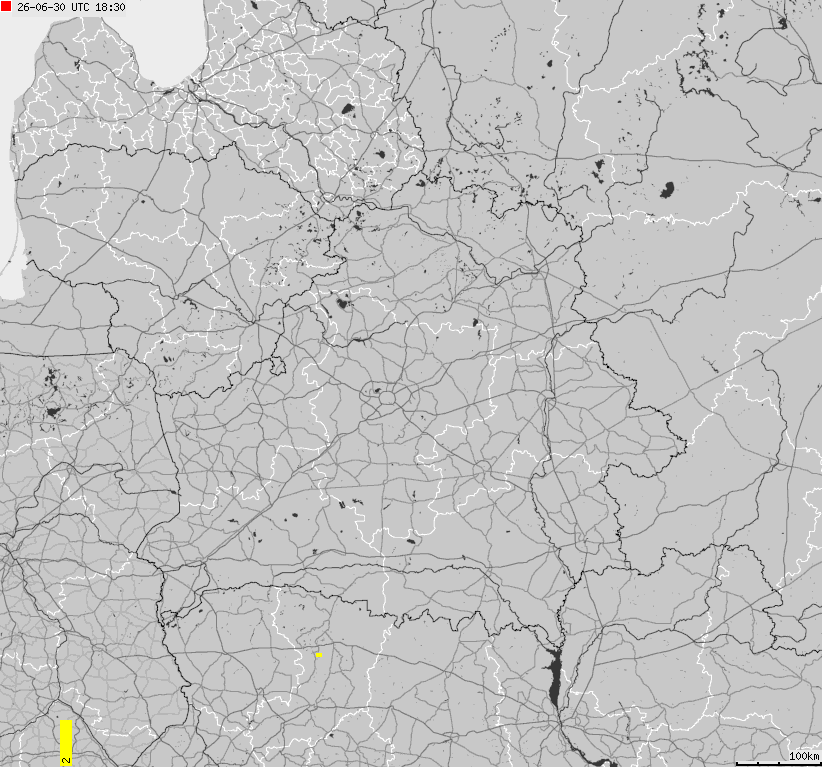Map of lightnings Belarus