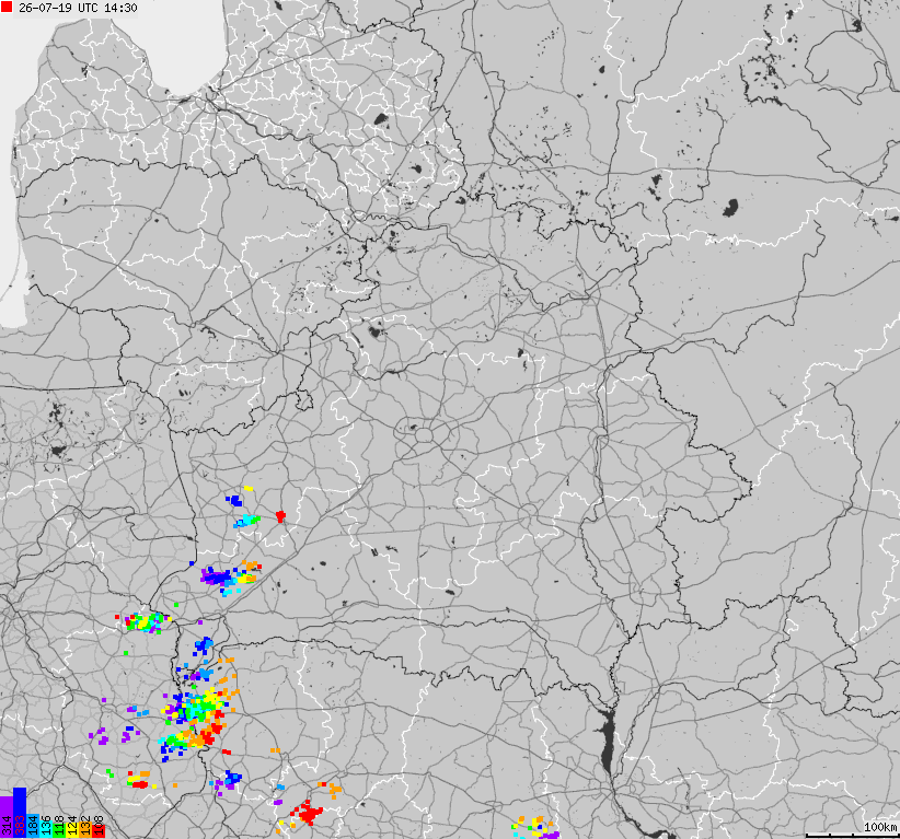 Map of lightnings Belarus