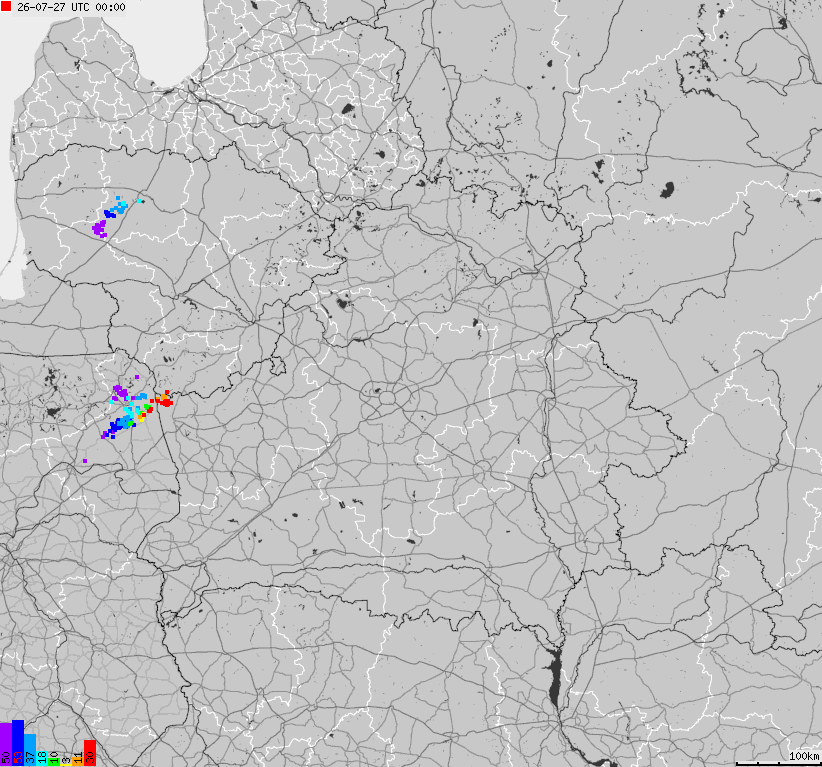 Map of lightnings Belarus