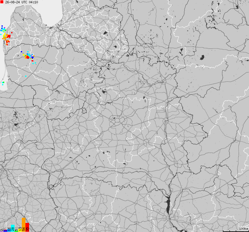 Map of lightnings Belarus