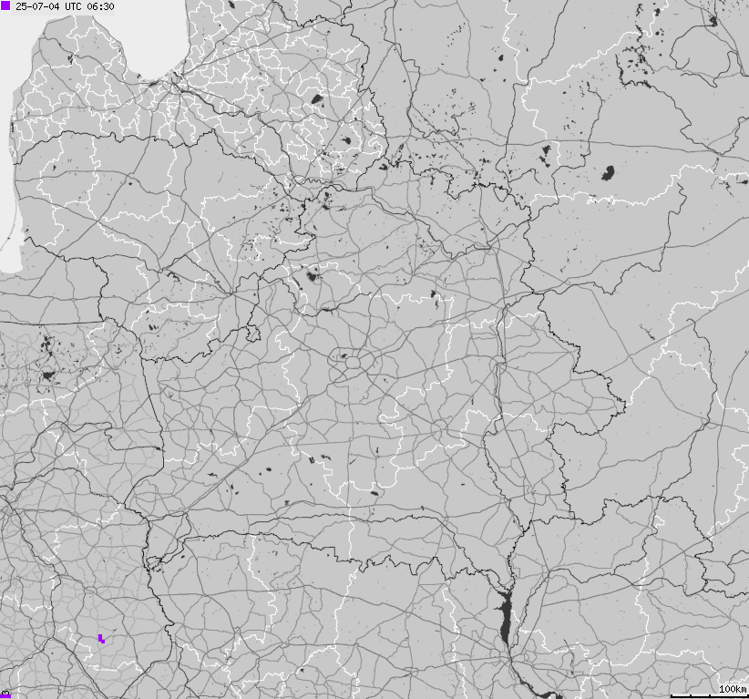 Mapa wyładowań atmosferycznych Białorusi