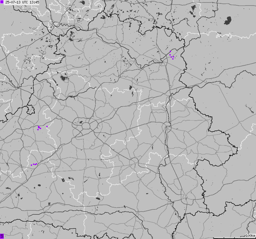 Map of lightnings Belarus