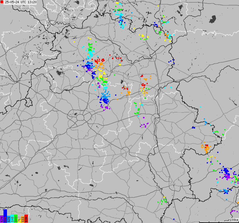 Mapa wyładowań atmosferycznych Białorusi