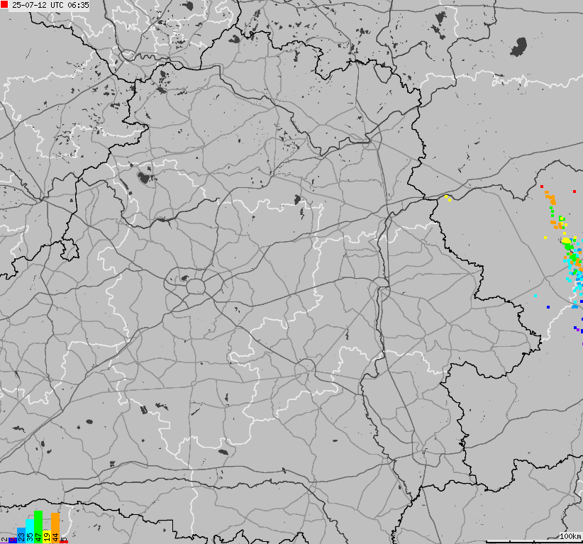 Map of lightnings Belarus