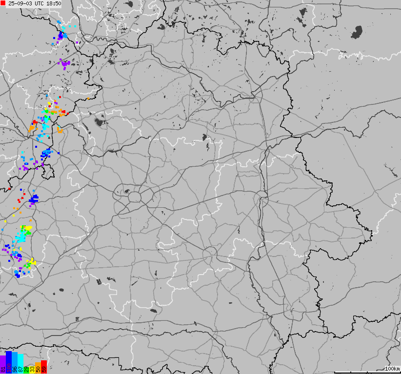 Map of lightnings Belarus