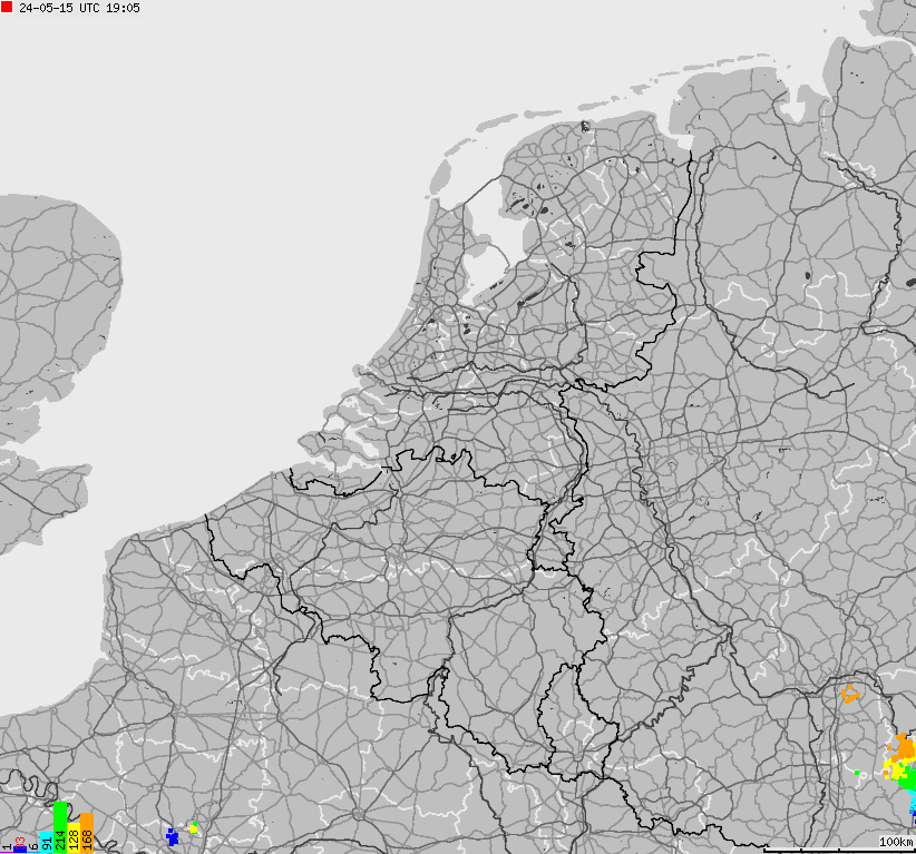 Mapa wyładowań atmosferycznych na obszarze Belgii, Luksemburga, Niderlandów