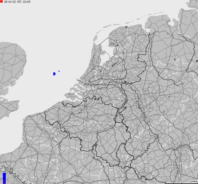 Map of lightnings across Belgium, Luxembourg, Netherlands