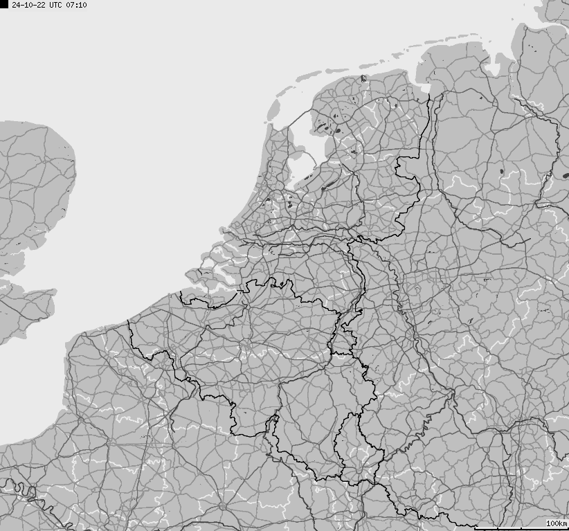 Mapa wyładowań atmosferycznych na obszarze Belgii, Luksemburga, Niderlandów