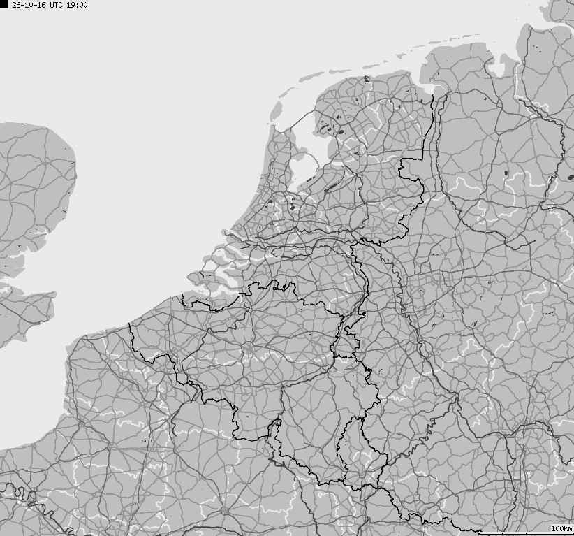 Mapa wyładowań atmosferycznych na obszarze Belgii, Luksemburga, Niderlandów