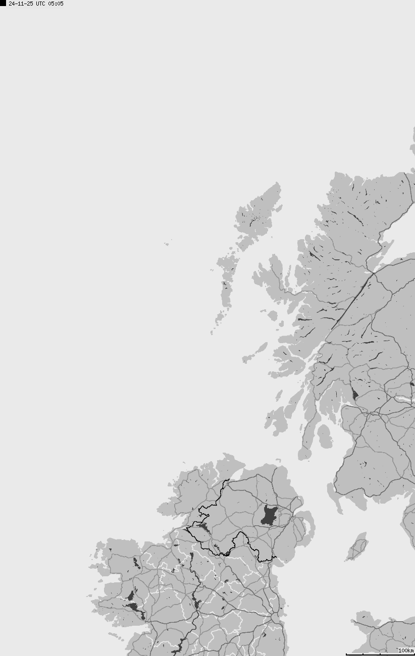 Map of lightnings across British Isles