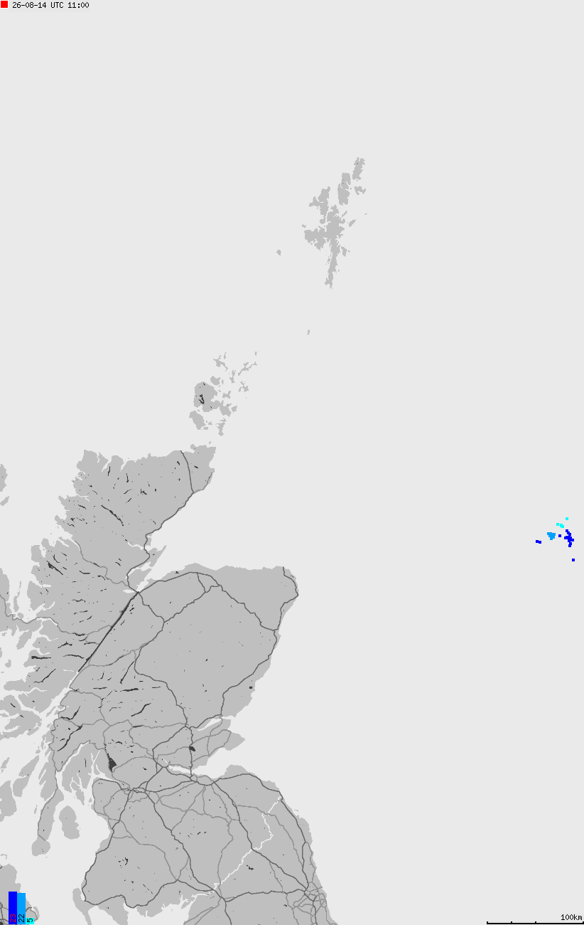 Map of lightnings across British Isles