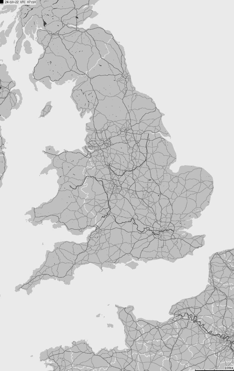 Map of lightnings across British Isles