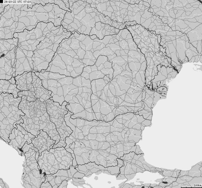 Mapa wyładowań atmosferycznych Bułgarii, Mołdawii, Rumunii