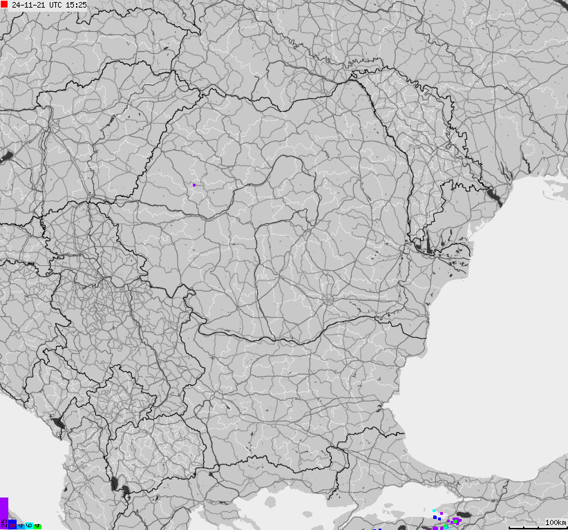 Map of lightnings Bulgaria, Moldavia, Romania