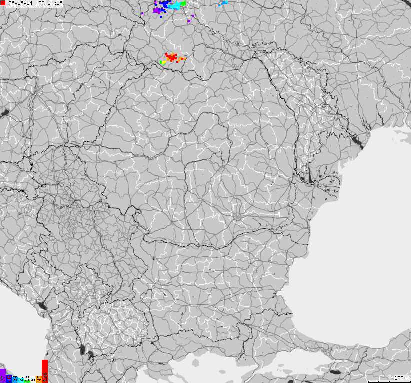 Map of lightnings Bulgaria, Moldavia, Romania