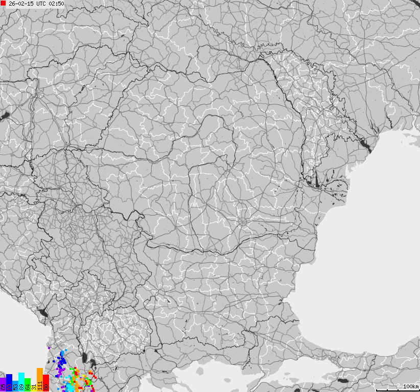 Map of lightnings Bulgaria, Moldavia, Romania
