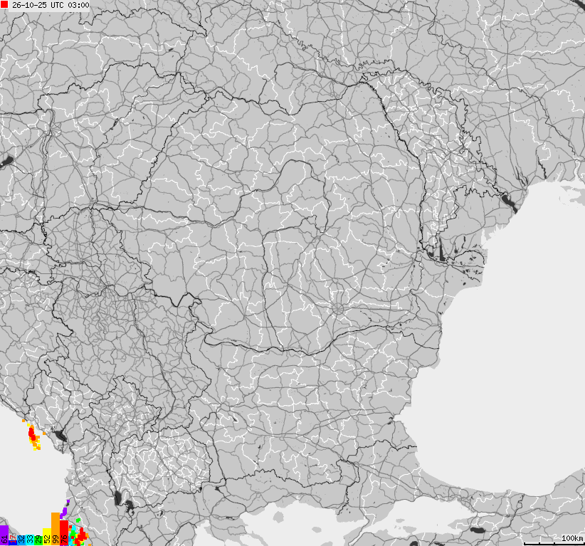 Map of lightnings Bulgaria, Moldavia, Romania