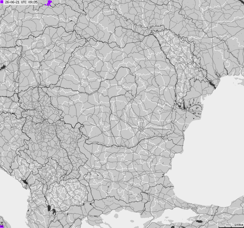 Map of lightnings Bulgaria, Moldavia, Romania