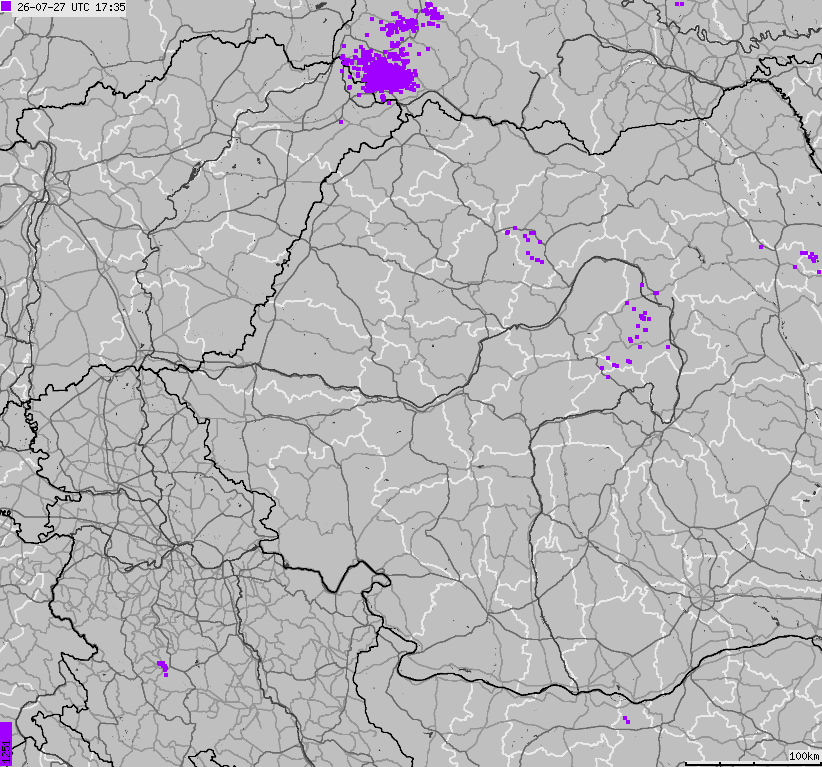 Map of lightnings Bulgaria, Moldavia, Romania