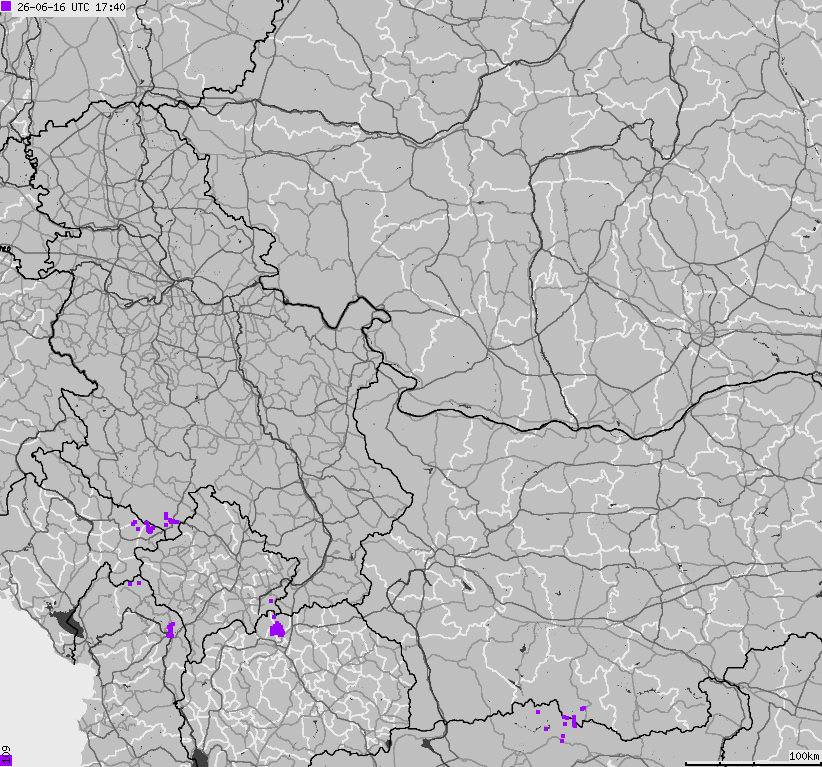 Mapa wyładowań atmosferycznych Bułgarii, Mołdawii, Rumunii