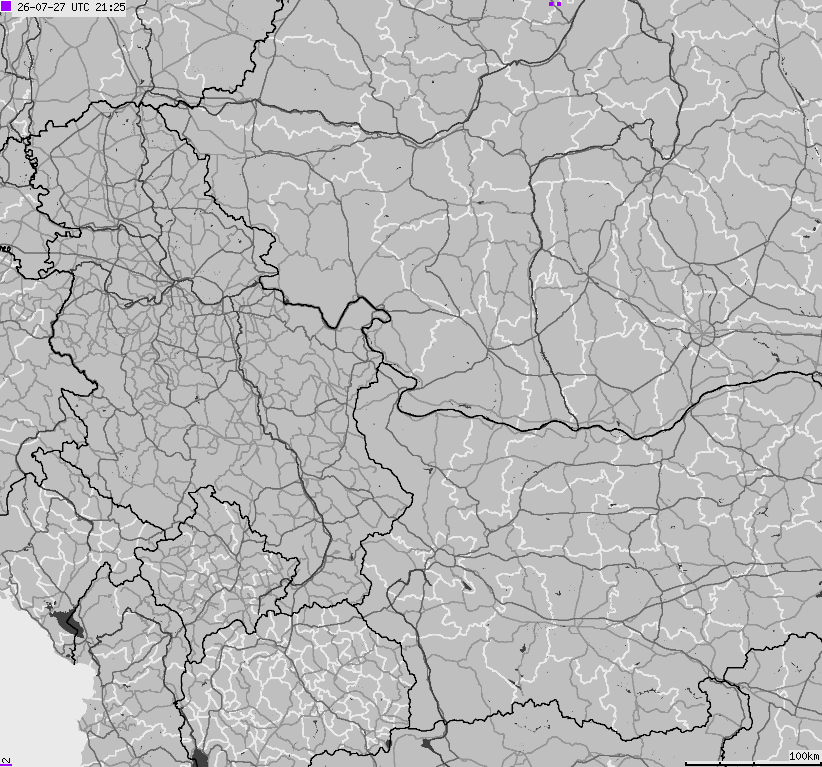 Mapa wyładowań atmosferycznych Bułgarii, Mołdawii, Rumunii