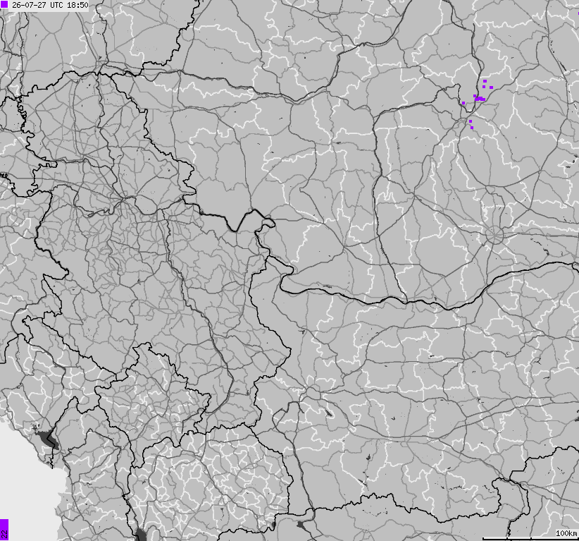 Map of lightnings Bulgaria, Moldavia, Romania