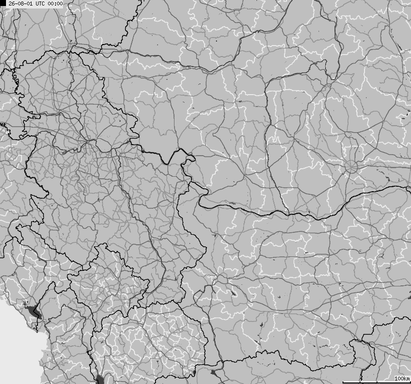Mapa wyładowań atmosferycznych Bułgarii, Mołdawii, Rumunii