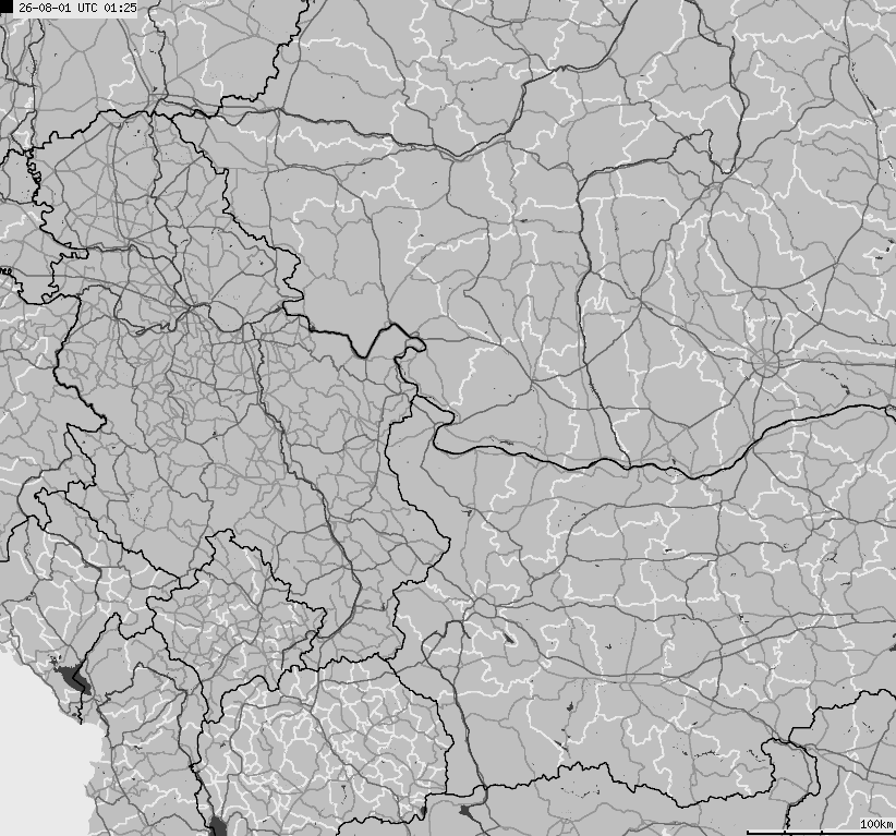 Mapa wyładowań atmosferycznych Bułgarii, Mołdawii, Rumunii