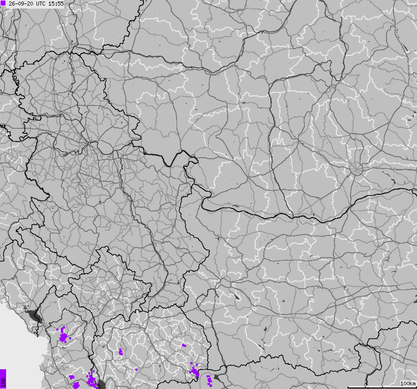 Map of lightnings Bulgaria, Moldavia, Romania