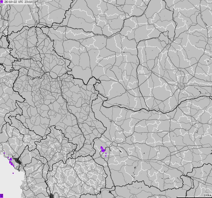 Map of lightnings Bulgaria, Moldavia, Romania