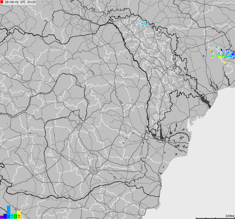 Map of lightnings Bulgaria, Moldavia, Romania