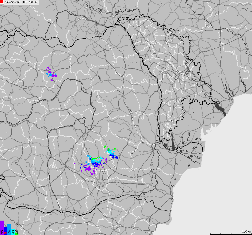 Map of lightnings Bulgaria, Moldavia, Romania