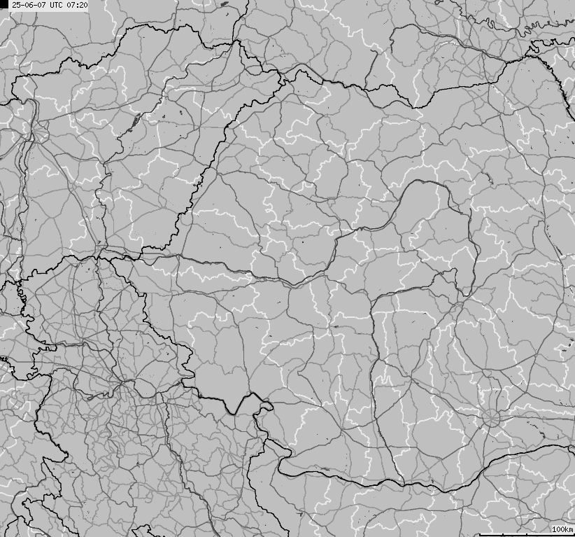 Mapa wyładowań atmosferycznych Bułgarii, Mołdawii, Rumunii