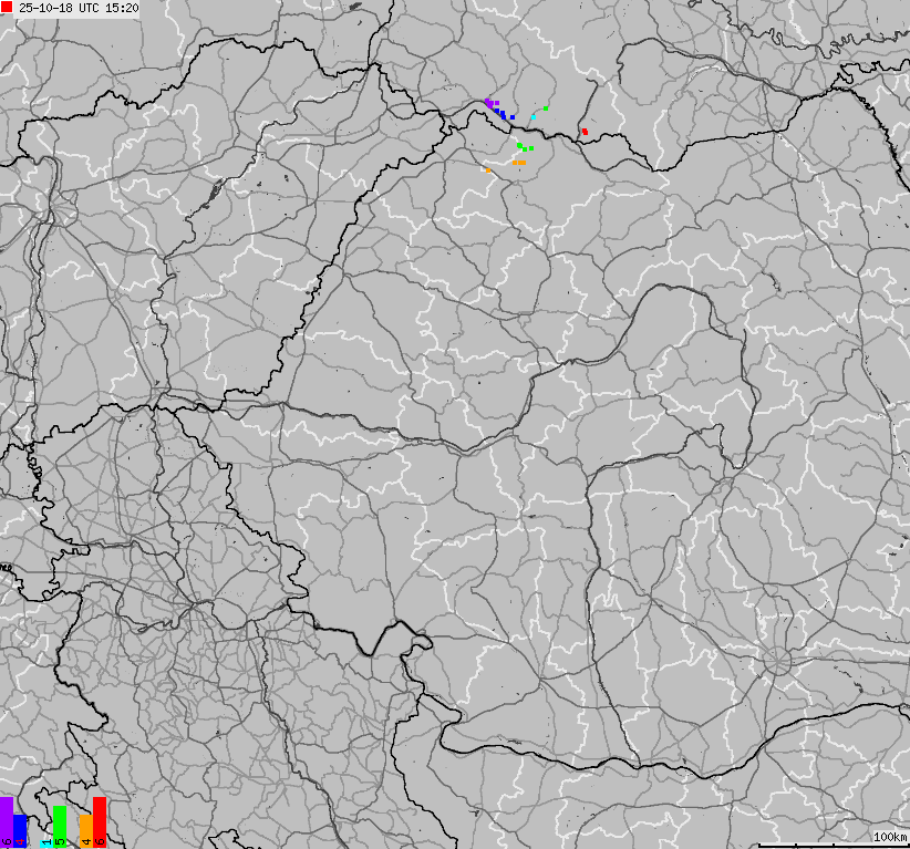 Map of lightnings Bulgaria, Moldavia, Romania