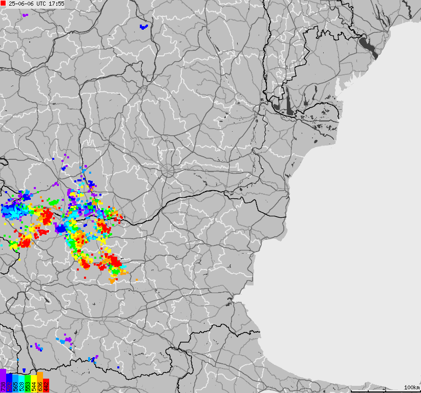 Mapa wyładowań atmosferycznych Bułgarii, Mołdawii, Rumunii