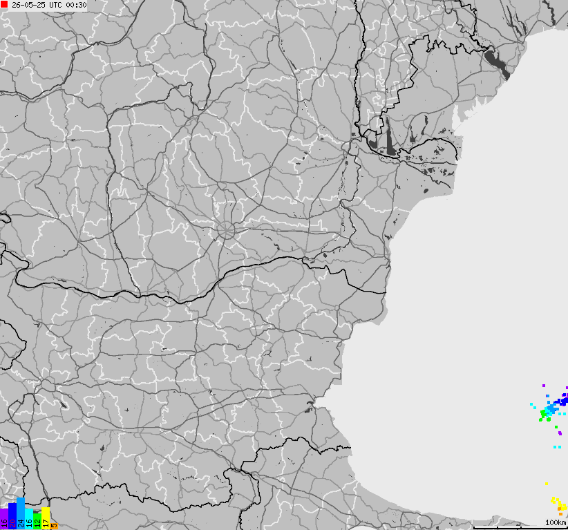 Map of lightnings Bulgaria, Moldavia, Romania