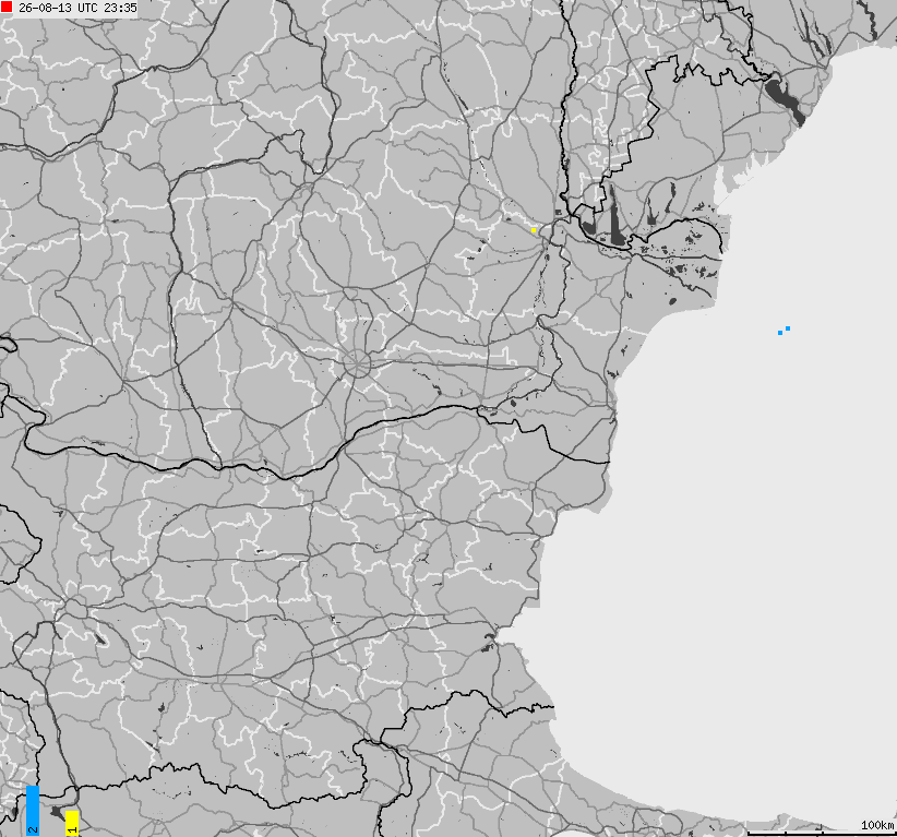 Map of lightnings Bulgaria, Moldavia, Romania