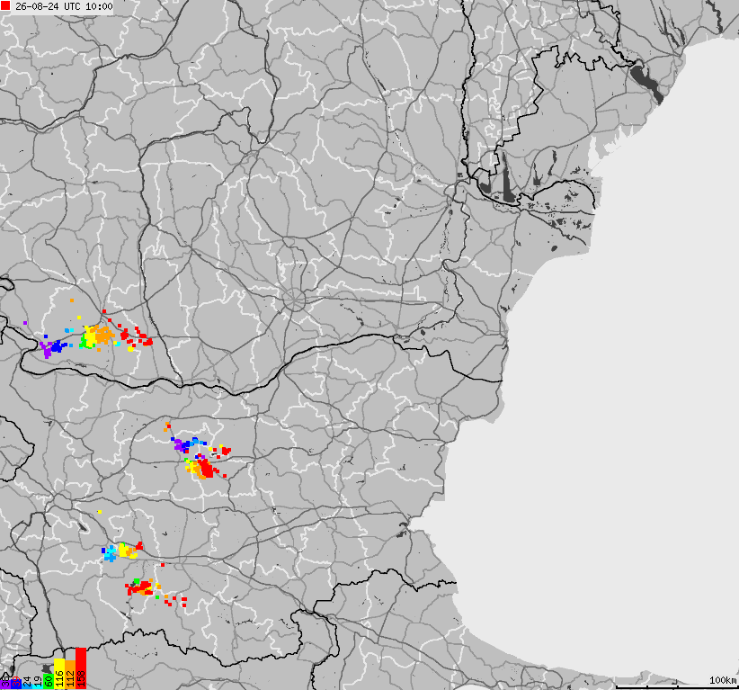 Map of lightnings Bulgaria, Moldavia, Romania