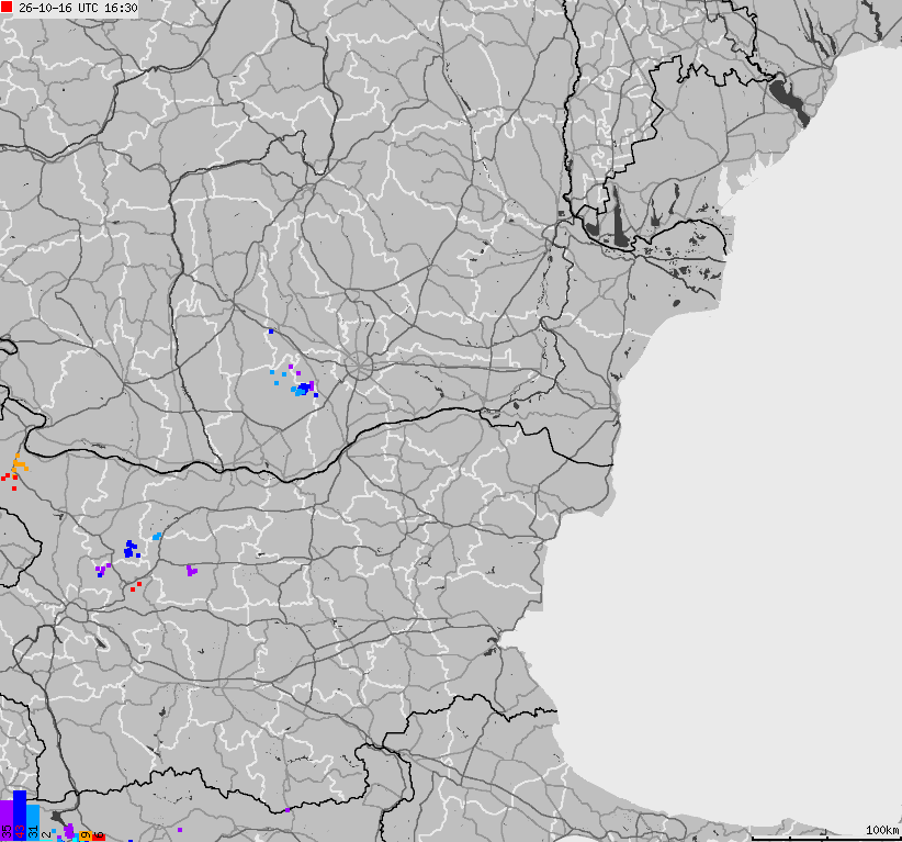 Mapa wyładowań atmosferycznych Bułgarii, Mołdawii, Rumunii