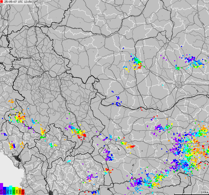 Map of lightnings Bulgaria, Moldavia, Romania