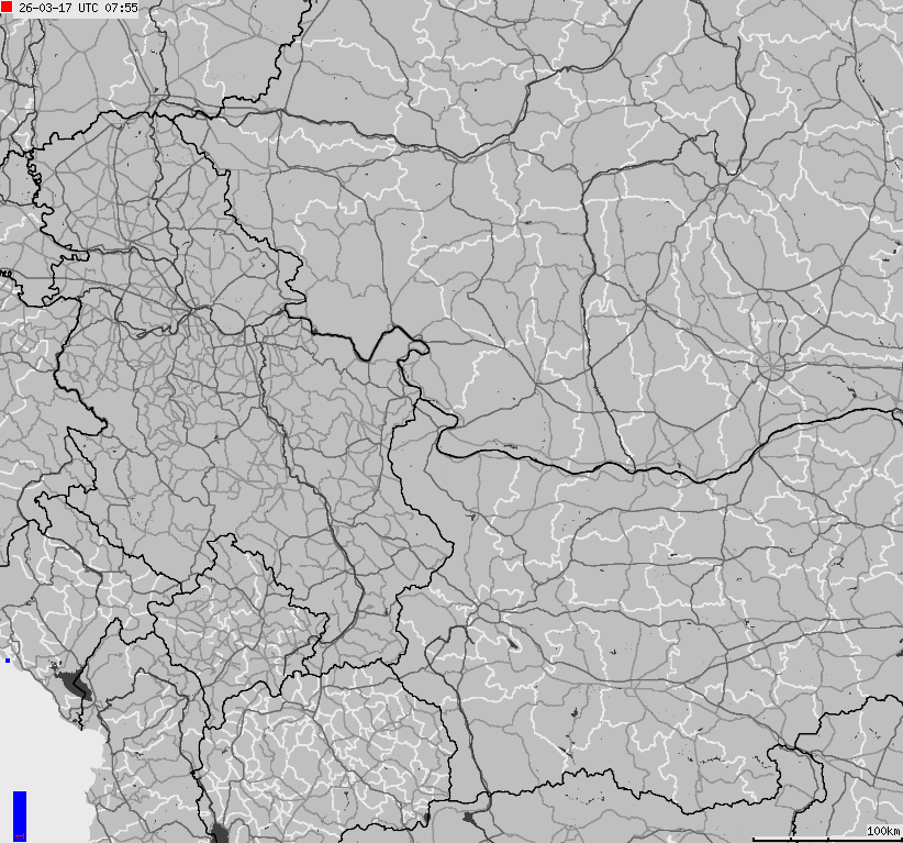 Mapa wyładowań atmosferycznych Bułgarii, Mołdawii, Rumunii